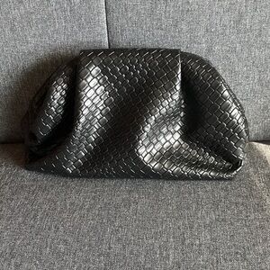 Chic Black Woven Clutch